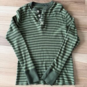 Duck Head Green Striped Henley Shirt
